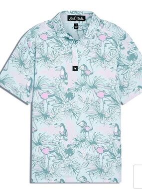 Bad Birdie Tropical Flamingo Polo - Mint & Pink